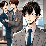 職場で悩むビジネスマンを描いた現代オフィス風イラスト