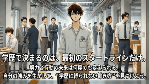 学歴に縛られない働き方を模索する人のイメージイラスト